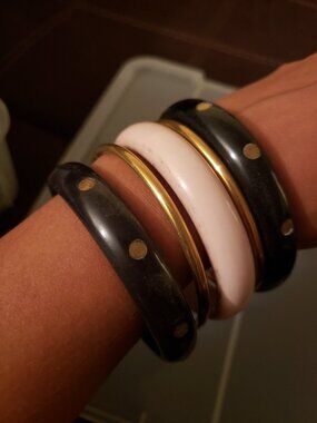 Black Studded Gold Bangle Set